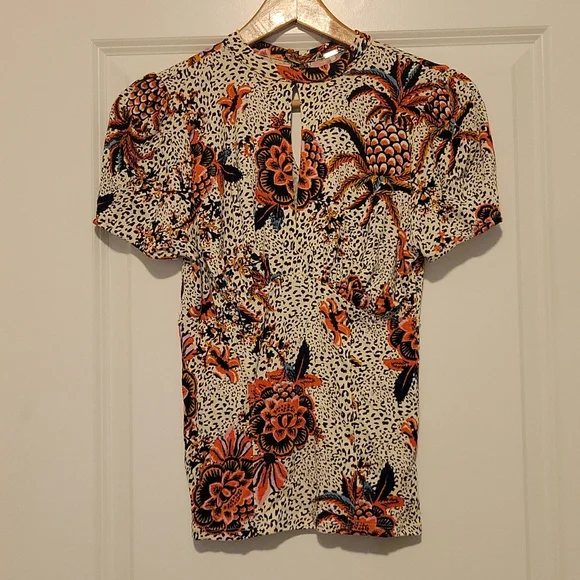 Free People floral animal print top - Picture 1 of 5
